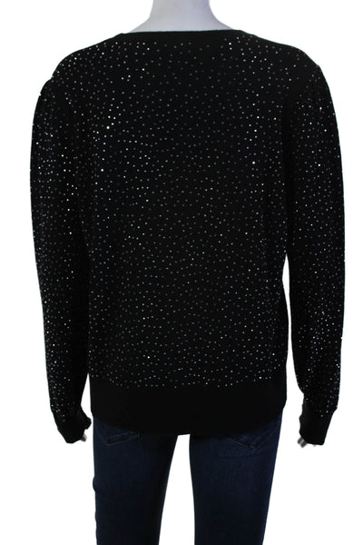 Generation Love Womens Crew Neck Crystal Studded Sweater Black Wool Size Medium