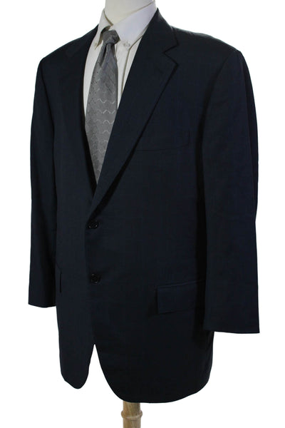 Faconnable Mens Wool Long Sleeve Buttoned Collared Jacket Navy Blue Size M