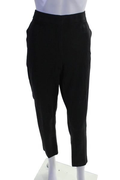 Max Mara Womens Textured Button Zip Lined Pleated Tapered Leg Pants Black Size 1