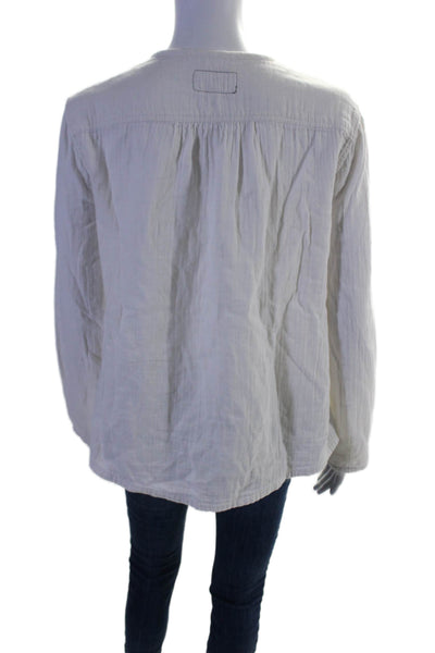 Current/Elliott Womens Half Button Down Long Sleeves Shirt White Cotton Size 1