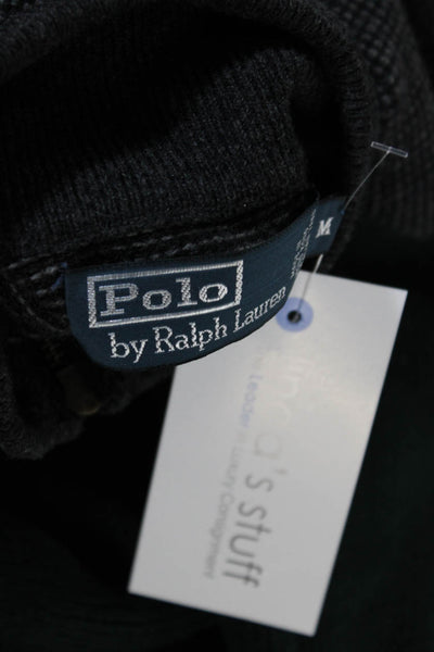 Polo Ralph Lauren Mens Wool Collared Long Sleeve Pullover Sweater Black Size M