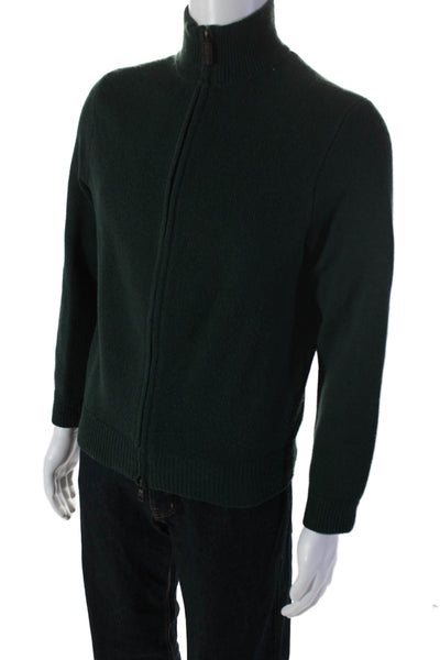 Polo Ralph Lauren Mens Wool Collared Long Sleeve Zip Up Sweater Green Size M