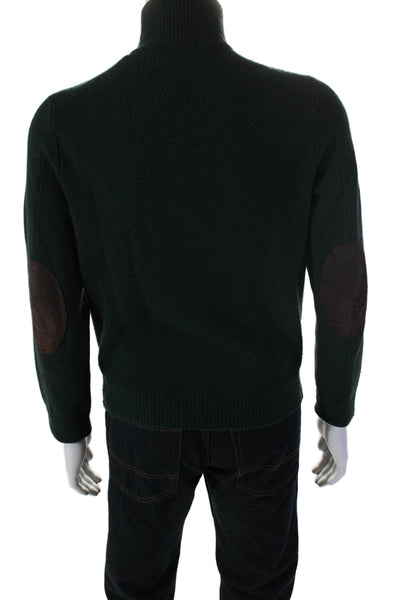 Polo Ralph Lauren Mens Wool Collared Long Sleeve Zip Up Sweater Green Size M