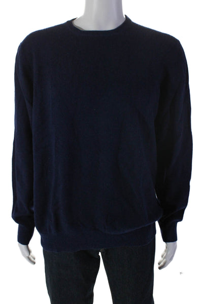 Gran Sasso Mens Cashmere Long Sleeve Crewneck Pullover Sweater Blue Size 56