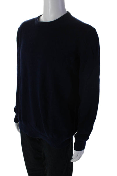 Gran Sasso Mens Cashmere Long Sleeve Crewneck Pullover Sweater Blue Size 56