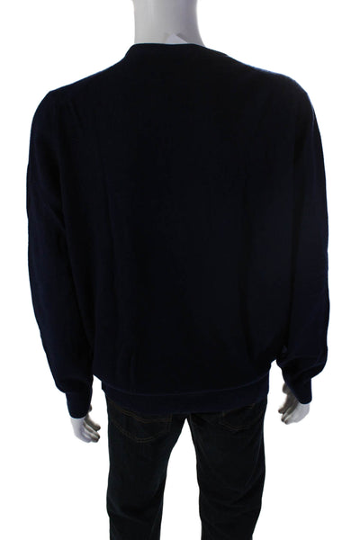 Gran Sasso Mens Cashmere Long Sleeve Crewneck Pullover Sweater Blue Size 56