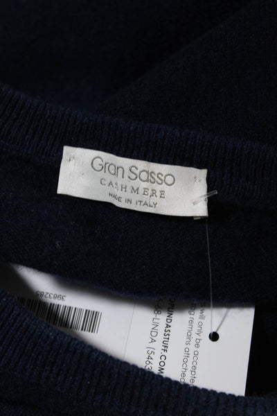 Gran Sasso Mens Cashmere Long Sleeve Crewneck Pullover Sweater Blue Size 56