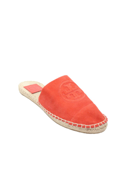 Tory Burch Womens Cotton Textured Slip On Flat Casual Shoes Red Size 6.5