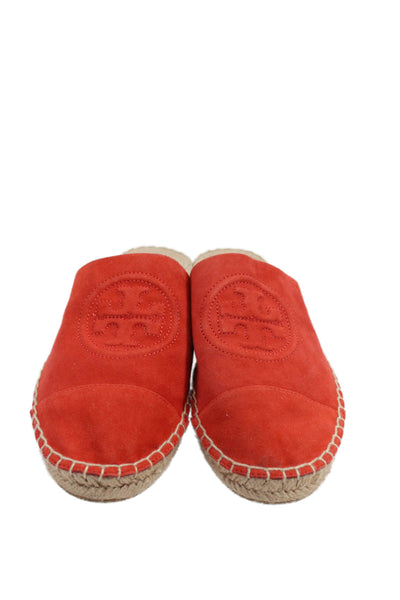 Tory Burch Womens Cotton Textured Slip On Flat Casual Shoes Red Size 6.5