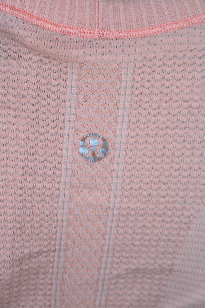 Lululemon Womens Textured Long Sleeved Round Neck Shirt Orange Size M