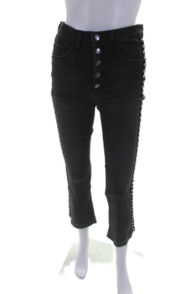 Veronica Beard Women's High Waist Studs Straight Leg Jeans Pants Black Size 27