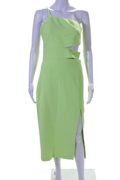 Likely Womens Side Cut Out Asymmetrical Neckline Back Zipped Dress Green Size 4