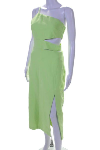 Likely Womens Side Cut Out Asymmetrical Neckline Back Zipped Dress Green Size 4