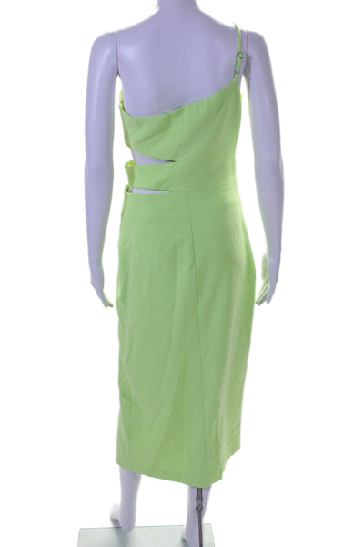 Likely Womens Side Cut Out Asymmetrical Neckline Back Zipped Dress Green Size 4