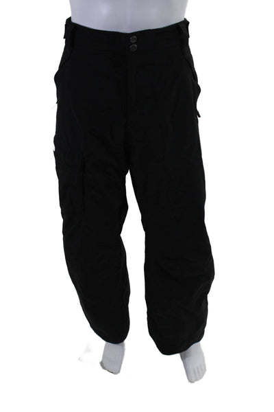 The North Face Mens Textured Zip Button Lined Wide Leg Thick Pants Black Size XX