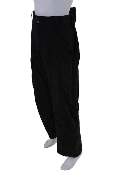 The North Face Mens Textured Zip Button Lined Wide Leg Thick Pants Black Size XX