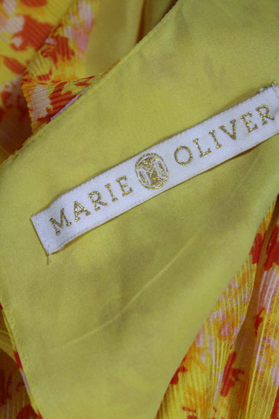 Marie Oliver Womens Floral Round Neck Sleeveless Maxi Dress Yellow Size S