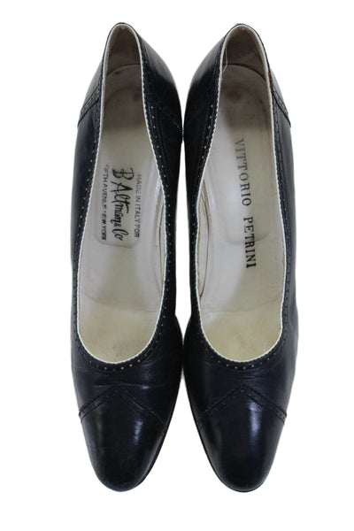 Vittorio Petrini Womens Leather Pointed Toe Slip On Pumps Navy Size 7