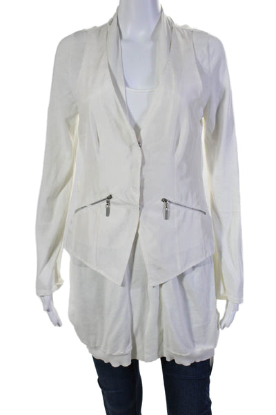 Rivamonti Women's V-Neck Long Sleeves One Button Cardigan Cream Size M