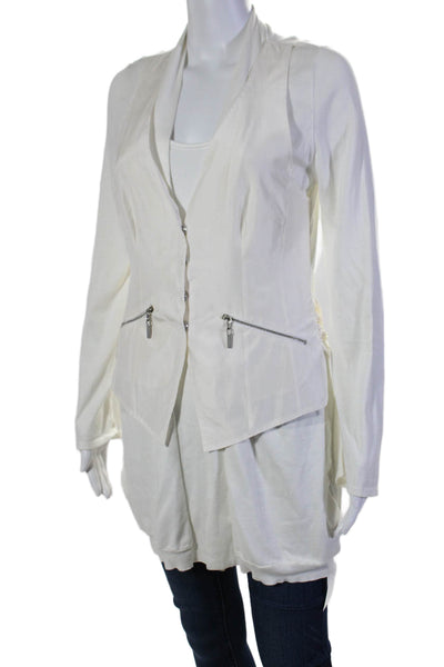 Rivamonti Women's V-Neck Long Sleeves One Button Cardigan Cream Size M