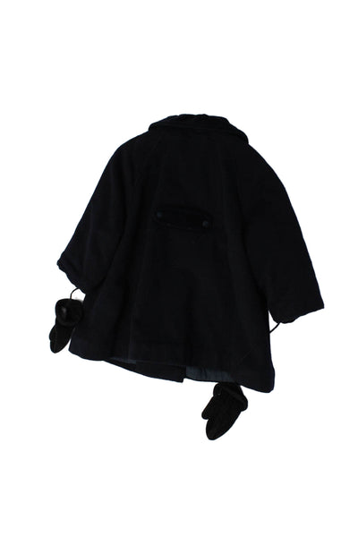 Magil Womens Wool Textured Button Collar Tie Front Mini Jacket Black Size EUR 24