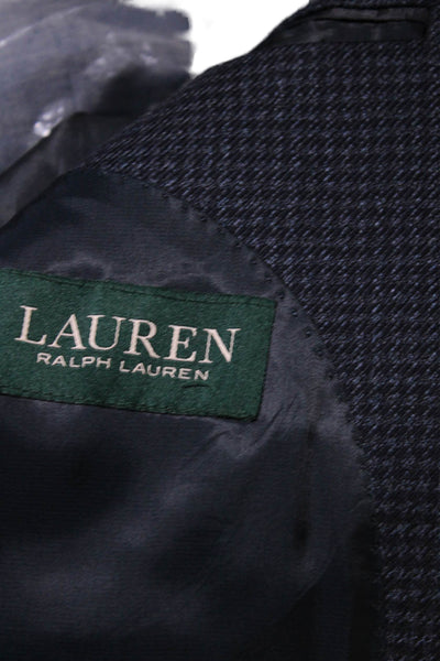 Lauren Ralph Lauren Mens Textured Collar Lined Checker Print Blazer Navy Size EU