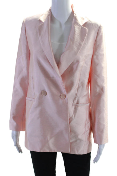 Maje Womens Wide Lapel Double Breasted Blazer Jacket Rose Pink Size EUR 38