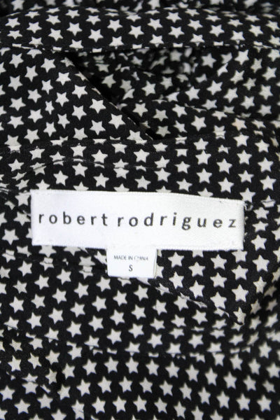 Robert Rodriguez Womens Silk Stars Print A Line Dress Black White Size Small