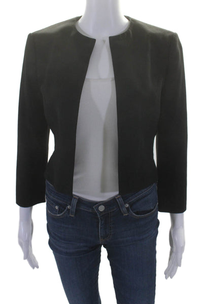 Boss Hugo Boss Womens Long Sleeved Open Front Cropped Blazer Black Size 4