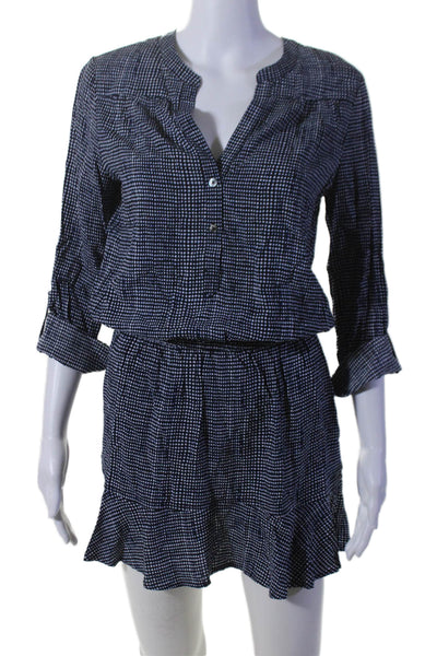 Soft Joie Womens Navy Printed Elastic Waist Long Sleeve Shift Dress Size XS