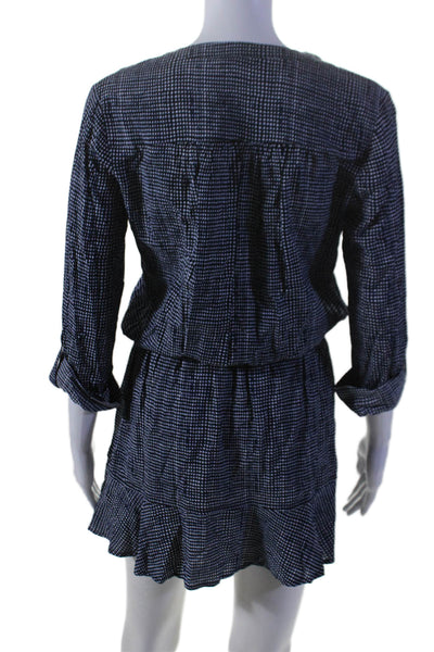 Soft Joie Womens Navy Printed Elastic Waist Long Sleeve Shift Dress Size XS