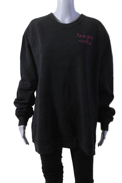 Alternative Womens Dark Gray Love You More Crew Neck Pullover Sweatshirt Size2XL