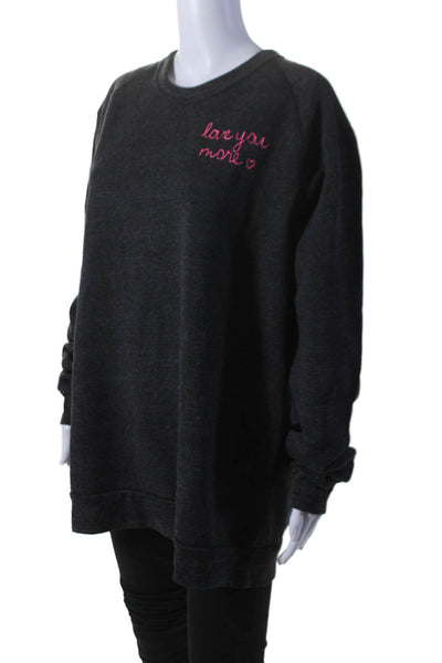 Alternative Womens Dark Gray Love You More Crew Neck Pullover Sweatshirt Size2XL