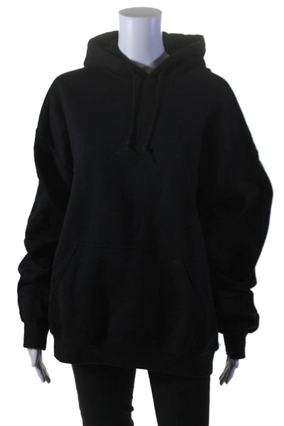 Gildan Unisex Adult Black Cotton Front Pockets Pullover Hooded Sweatshirt Size L