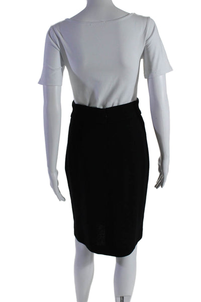 Donna Karan New York Womens Pleated Front Pencil Skirt Black Wool Size 4