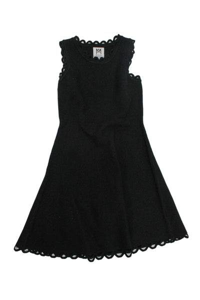 Milly Minis Girls Scalloped Edging Round Neck Sleeveless Dress Black Size 14