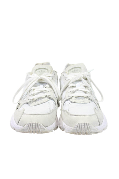 Adidas Womens Falcon Low Top Leather Trim Lace Up Sneakers White Size 7.5