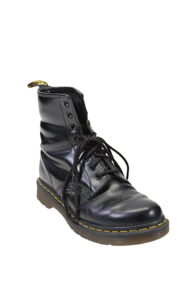 Dr. Martens Womens Leather Lace Up Rubber Sole Combat Boots Black Size 7