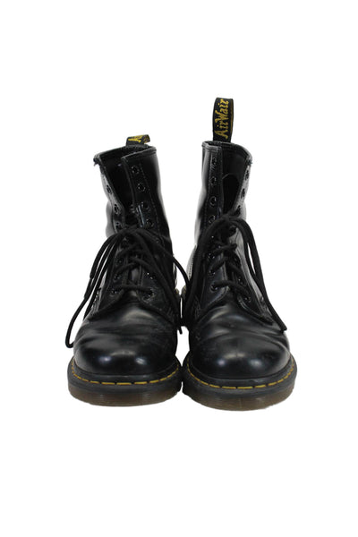 Dr. Martens Womens Leather Lace Up Rubber Sole Combat Boots Black Size 7