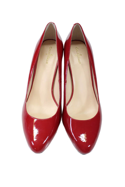 Cole Haan Womens Patent Leather Round Toe Slip-On Block Heels Pumps Red Size 10