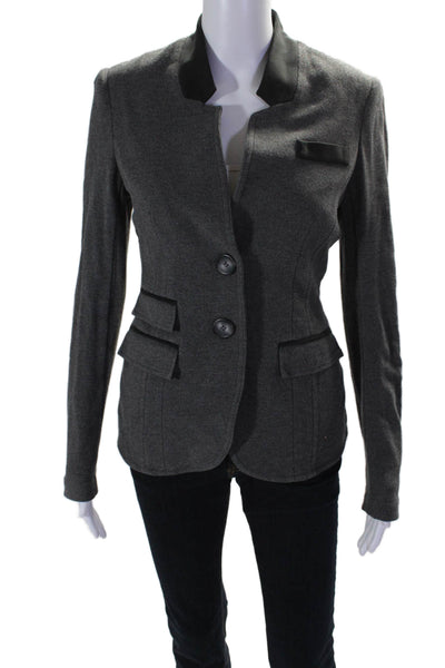 Iris Setlakwe Womens Textured Long Sleeve Collar Button Lined Jacket Gray Size 2