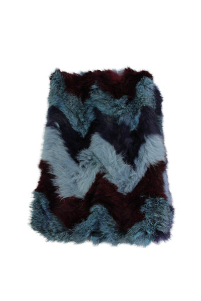 Jocelyn Womens Textured Wrap Around Fuzzy Circle Multicolor Scarf Blue OS