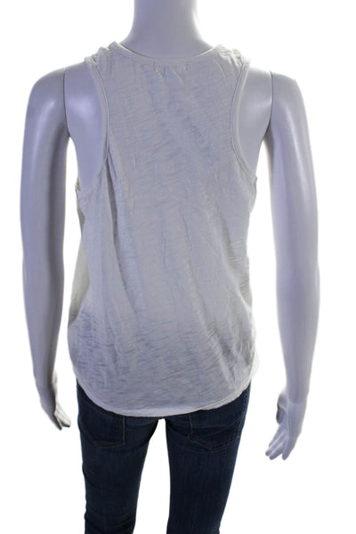 Goldie Womens Scoop Neck Knot Front Tank Top White Cotton Size Small