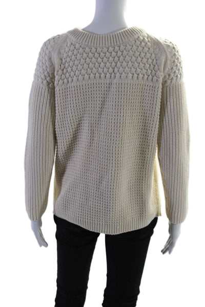 Closed Women's Round Neck Long Sleeves Pullover Sweater Beige Size S