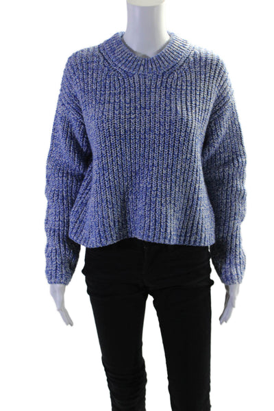 La Ligne Women's Round Neck Long Sleeves Pullover Sweater Blue Size XS