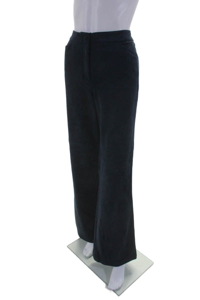 BCBGMAXAZRIA Women's Hook Closure Flat Front Straight Leg Pants Blue Size 10