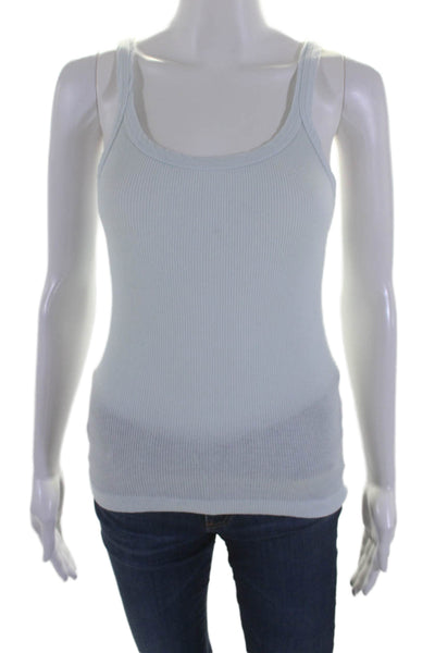 Re/Done X Hanes Womens Light Blue Ribbed Scoop Neck Tank Top Size M