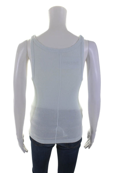 Re/Done X Hanes Womens Light Blue Ribbed Scoop Neck Tank Top Size M