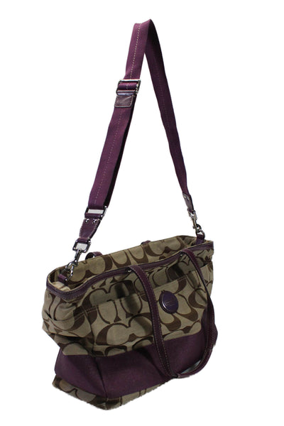 Coach Signature Stripe Baby Diaper Travel Bag Purple Large