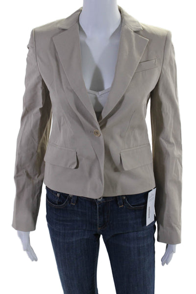 BCBGMAXAZRIA Womens Single Button Notched Lapel Blazer Jacket Beige Size XS